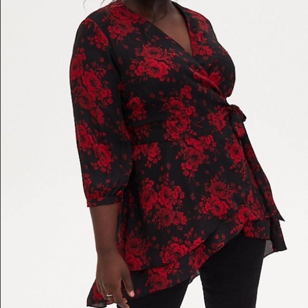 SOLD Torrid Georgette Wrap Tunic Blouse